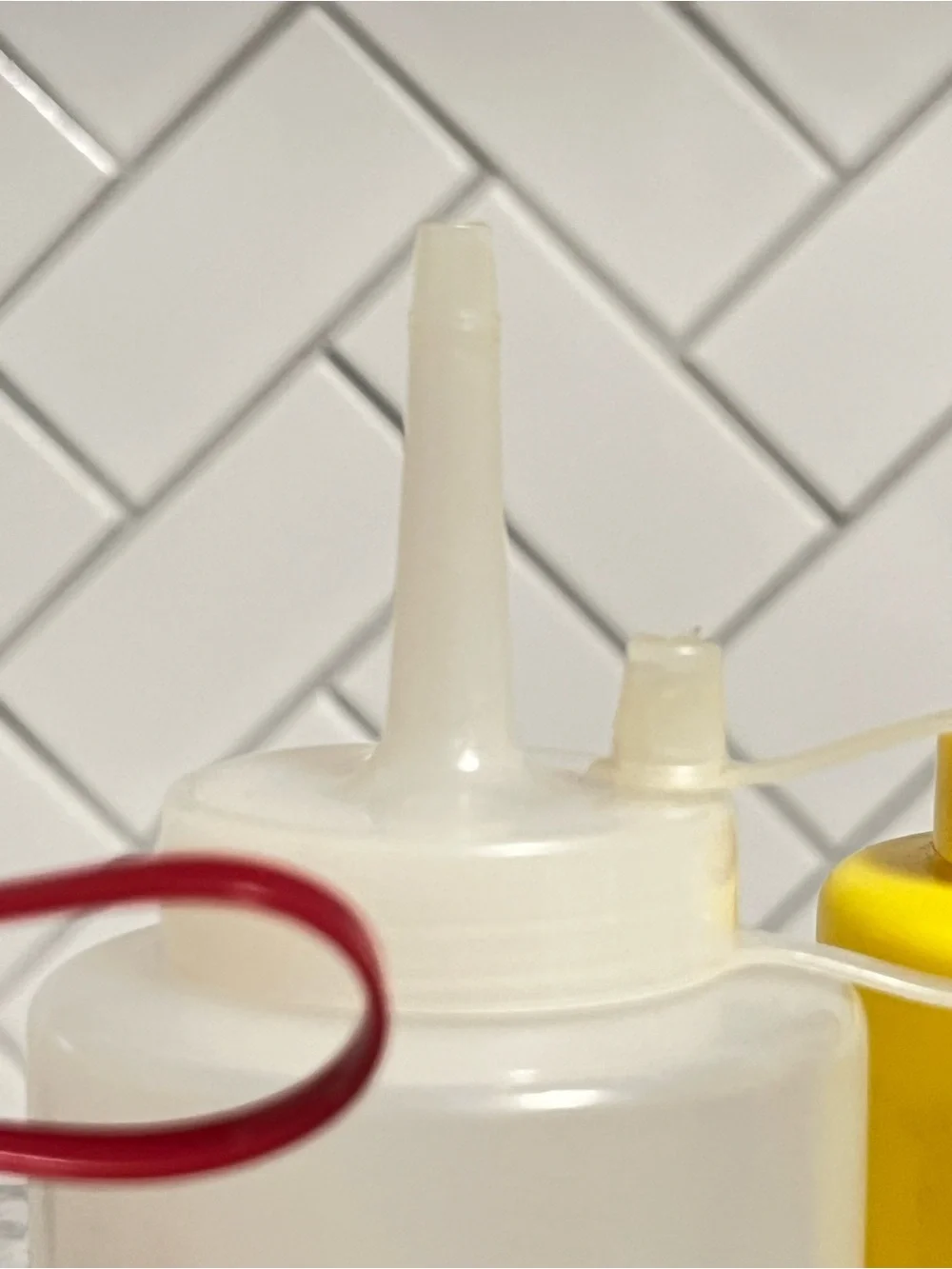 Set of 3 Plastic Squeeze Condiment Bottles Red Yellow White Restaurant Style